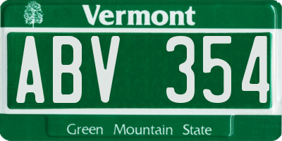 VT license plate ABV354