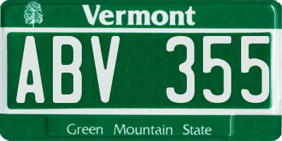 VT license plate ABV355