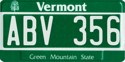 VT license plate ABV356