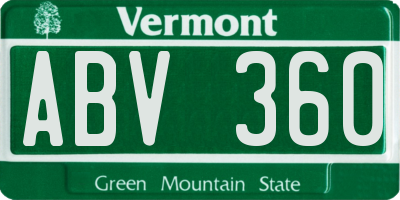 VT license plate ABV360