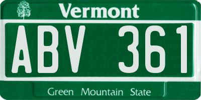 VT license plate ABV361