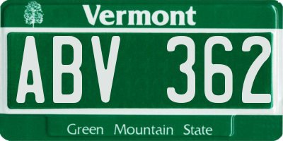 VT license plate ABV362