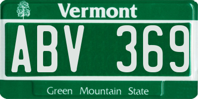 VT license plate ABV369