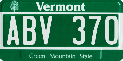 VT license plate ABV370