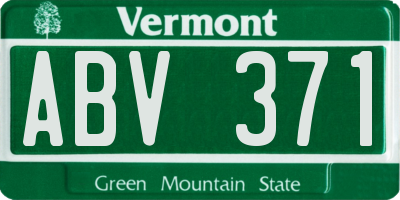 VT license plate ABV371