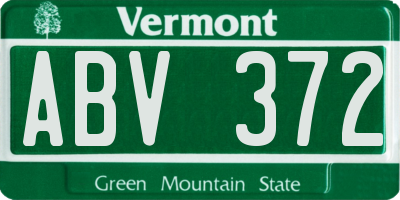 VT license plate ABV372