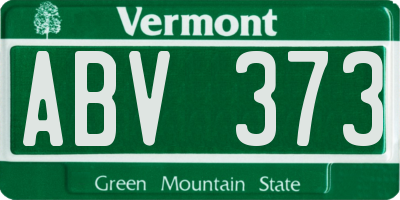 VT license plate ABV373