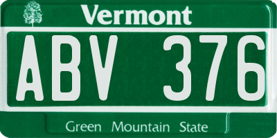 VT license plate ABV376