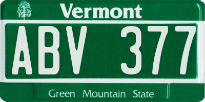 VT license plate ABV377