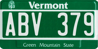 VT license plate ABV379