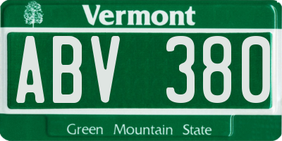 VT license plate ABV380