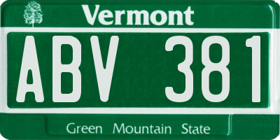 VT license plate ABV381