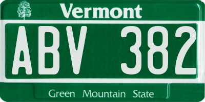 VT license plate ABV382