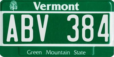 VT license plate ABV384