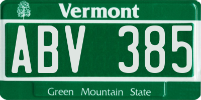 VT license plate ABV385