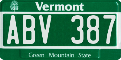 VT license plate ABV387