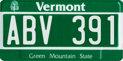 VT license plate ABV391