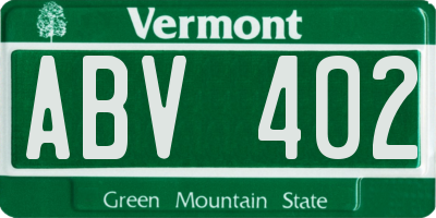 VT license plate ABV402