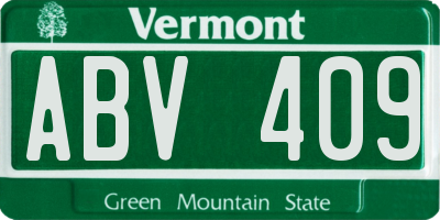 VT license plate ABV409