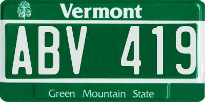 VT license plate ABV419