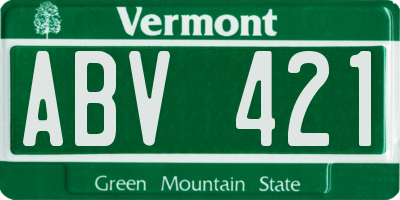 VT license plate ABV421