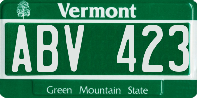 VT license plate ABV423