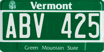 VT license plate ABV425