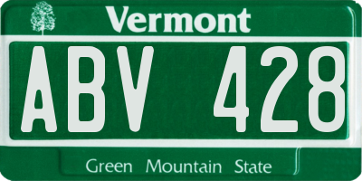VT license plate ABV428