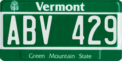 VT license plate ABV429