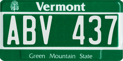 VT license plate ABV437
