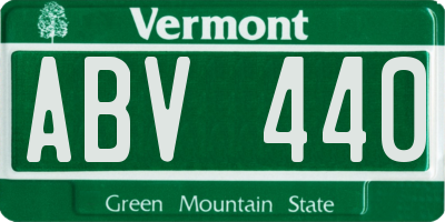 VT license plate ABV440