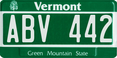 VT license plate ABV442