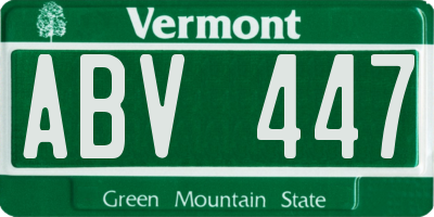 VT license plate ABV447
