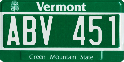 VT license plate ABV451