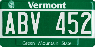 VT license plate ABV452