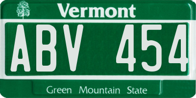 VT license plate ABV454