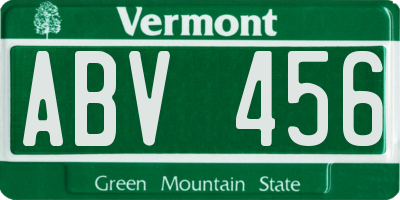 VT license plate ABV456