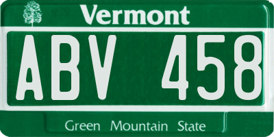 VT license plate ABV458