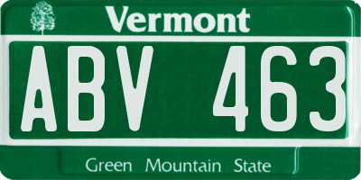 VT license plate ABV463