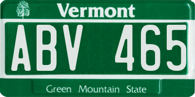 VT license plate ABV465