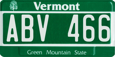 VT license plate ABV466