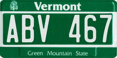 VT license plate ABV467