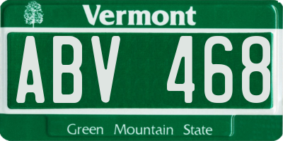 VT license plate ABV468