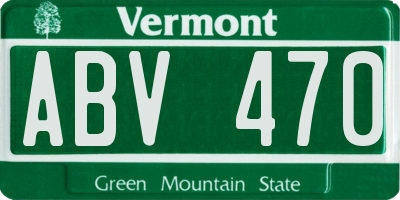 VT license plate ABV470