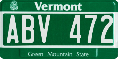 VT license plate ABV472