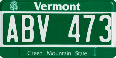 VT license plate ABV473