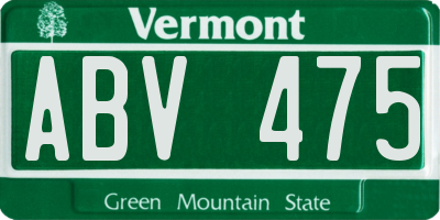 VT license plate ABV475