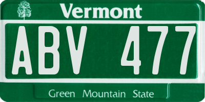 VT license plate ABV477