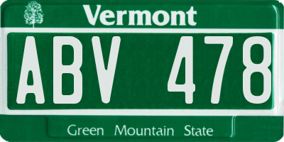 VT license plate ABV478