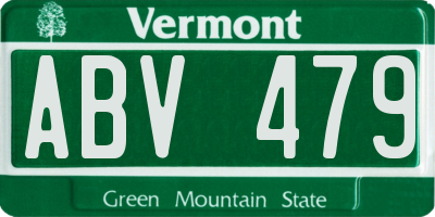 VT license plate ABV479